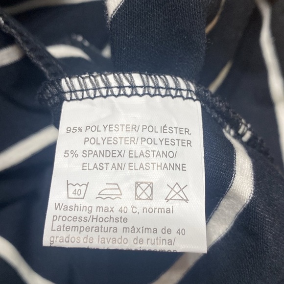 Feager casual black & white striped short sleeve criss cross back dress size s - Picture 8 of 8